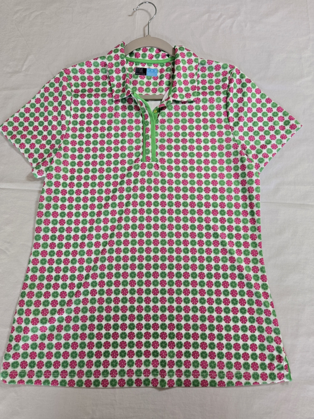 PGA Tour Pink & Green Citrus Short-Sleeve Golf Polo